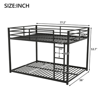Sunvega Full over Full Metal Bunk Bed with Ladder and Guardrail for Bedroom