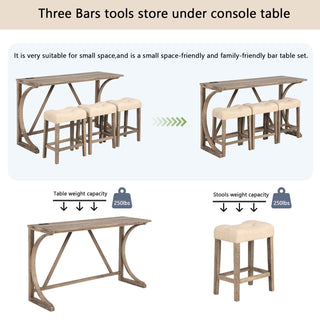 Sunvega 4-Piece Bar Table Set with Power Outlet and USB Port for Living Room