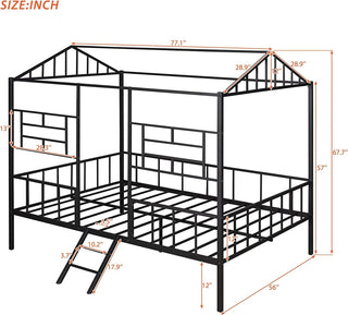 Sunvega Contemporary House Design Black Twin Bunk Bed With Full Metal Construction And Angled Ladder