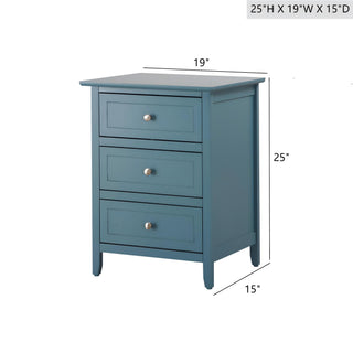 Sunvega Transitional Oak Nightstand With Three Drawers For Bedroom