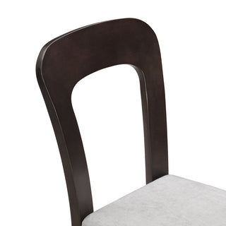 Sunvega Upholstered Dining Chairs Set of 2 with Gray Fabric Seating and Dark Brown Rubber Wood Legs