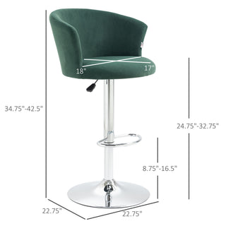 Sunvega Adjustable Swivel Bar Stools Set of 2 with Velvet Upholstered Seat and Footrest