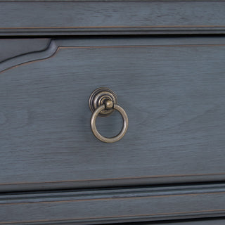 Sunvega Corduroy Blue Finish No Assembly Required Five Drawer Chest with Antique Pewter Hardware