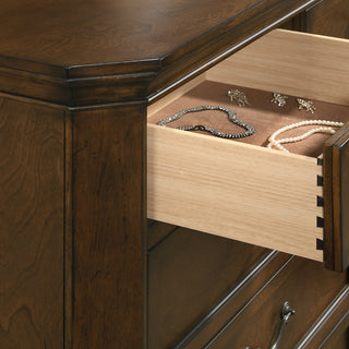 Sunvega Antique Walnut Brown 3-Drawer Wood Nightstand with Distressed Marks