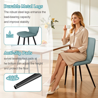 Sunvega Upholstered Dining Chairs with Soft Suede-Style Fabric and Metal Legs Set of 4