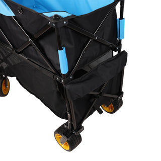 Sunvega Extra Long Folding Wagon Cart with Large Capacity and All-Terrain Wheels
