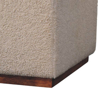 Sunvega Solid Mango Wood Duo Bench with Boucle Seats in Warm Honey Caramel Finish