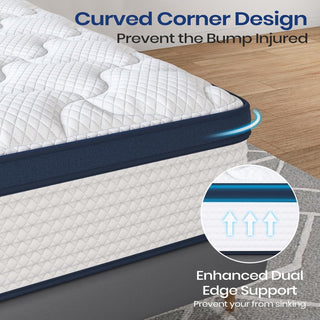 Sunvega 10 Inch Queen Size Memory Foam Hybrid Mattress with Cooling Space Cotton