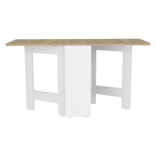 Sunvega White Macadamia Expandable Folding Table with Three Forms and Sturdy Build