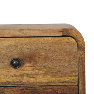 Sunvega Solid Mango Wood Mini Floating Bedside Table with 2 Drawers
