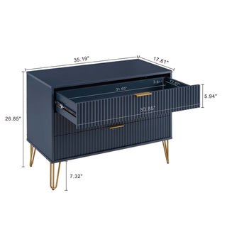 Sunvega Modern Glam Dresser with Gold Metal Handles and Splayed Legs for Bedroom