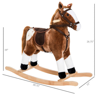 Sunvega ASTM-F963 Certified Spring Rocking Horse with Plush Fabric and Animal Sounds
