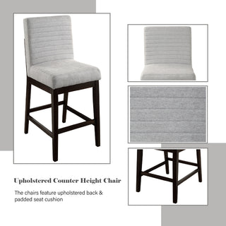 Sunvega Gray Linen Upholstered Side Chair with Padded Seat and Back Set of 2