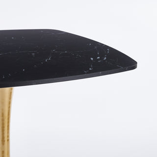 Sunvega Mid-Century Modern Square Dining Table with Black and Golden Tulip Pedestal Base