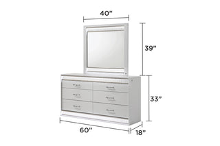Sunvega Glam Modern White Wood Dresser with Crystal Accents and Integrated LED Lighting