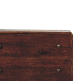 Sunvega Curved California Walnut Chest with Nordic Legs and 3 Drawers
