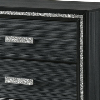 Sunvega Weathered Black Finish Nightstand with Two Spacious Storage Drawers