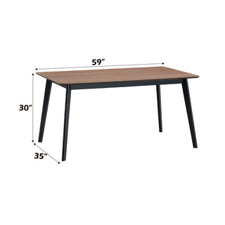 Sunvega Rectangular Walnut Finish Dining Table with Wooden Top and Legs