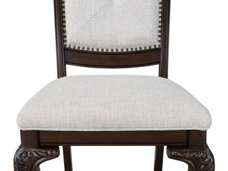 Sunvega Traditional Style Arm Chairs with Luxurious Beige Upholstery and Rich Coffee Brown Finish