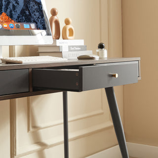 Sunvega Mid Century Modern Writing Study Desk with Drawers for Home Office