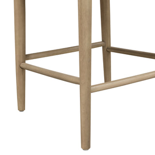 Sunvega Mid-Century Modern Rubberwood Counter Stool with Curved Backrest and Puffy Seat