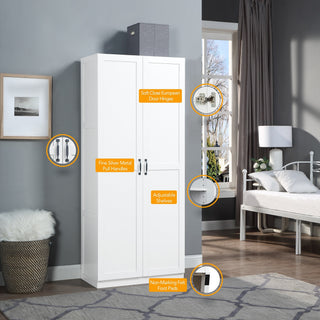 Sunvega Modern Free Standing Wardrobe Closet with 4 Large Adjustable Shelves