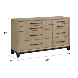 Sunvega Caramel and Cocoa 8-Drawer Dresser with Black Feet and Metal Pulls