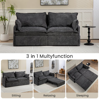 Sunvega 73.6-inch Ergonomic 3-in-1 Sofa Bed with Supportive Corduroy Convertible Sleeper