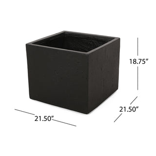 Sunvega Square Cast Stone Planter Box for Outdoor Patio and Backyard
