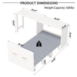 Sunvega Twin Size Murphy Cabinet Bed with Adjustable Desk and Foldable Cushion