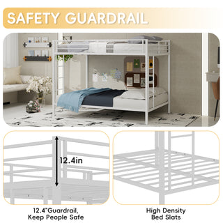 Sunvega Multi-Functional Square Tube Iron Bunk Bed with Full-Size Upper and Lower Beds