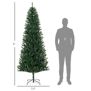Sunvega Pencil Artificial Xmas Tree with Faux Snow Flocked Full Branch Tips Flame-retardant