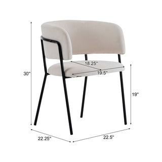 Sunvega Modern Upholstered Arm Dining Chair with Soft Seat and Metal Legs Set of 2