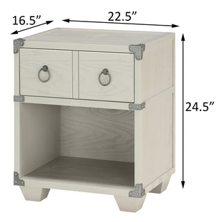 Sunvega Compact Bedside Table with USB Charging Port and Drawer