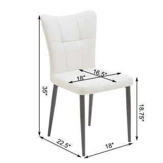 Sunvega Set of 2 High-Back Dining Chairs with Wrought Iron Frame and Leather Seat