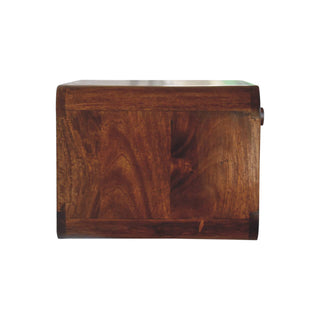 Sunvega Chestnut Woven Chest with Three Sleek Drawers and Shiny Knobs
