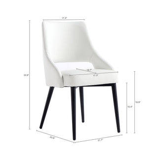 Sunvega Modern White Leatherette Upholstered Dining Chair with Steel Frame