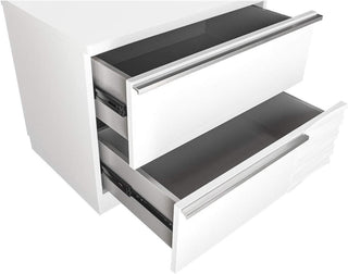 Sunvega Modern White Lacquer Wood Nightstand with 2 Drawers and Gloss Finish