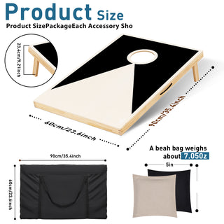 Sunvega Solid Wood Cornhole Set with 2 Boards 8 Bags and Carrying Case