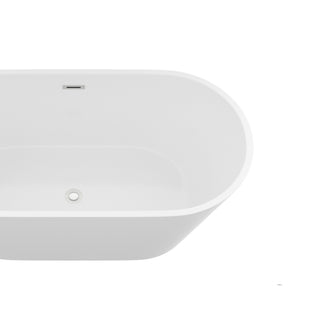 Sunvega 59 Inch Acrylic Freestanding Soaking Tub with Gold Overflow Drain