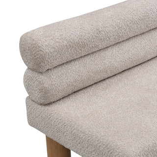 Sunvega Boucle Fabric Upholstered Dining Bench with Rubber Wood Legs 330 LBS Support