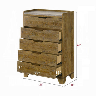 Sunvega Transitional Light Aspen Brown Nightstand with LED Light and USB Ports