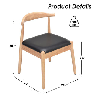 Sunvega Mid-Century Modern Dining Chairs Set of 2 with Solid Oak Frame and Handwoven Seat