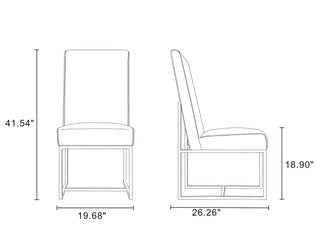 Sunvega Modern Velvet Upholstered Stainless Steel Dining Chair with Chrome Finish