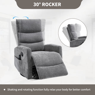 Sunvega Fabric Heat Massage Manual Recliner Chair with Rocker and Swivel for Living Room