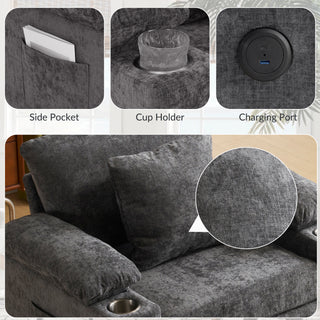 Sunvega Ergonomic Oversized Chair with Ottoman Firm Support Chenille Sofa