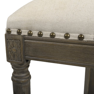 Sunvega Farmhouse Counter Height Bar Stool with Backrest in Light Beige Linen