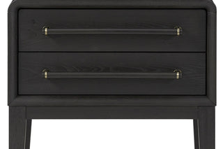 Sunvega Peppercorn Elm Veneer Nightstand with Two Smooth Drawers for Bedroom