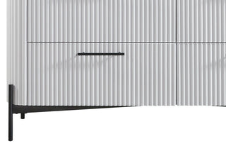 Sunvega White 6 Drawer Dresser with Reeded Fronts and Metal Accent Base