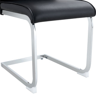 Sunvega PU Dining Chairs with Arched Metal Silver Legs and Crazy Horse Texture in Dark Gray